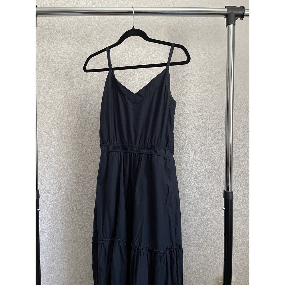 Splendid‎ Kylie Dress Navy XS scalloped hem with eyelet spaghetti straps Maxi